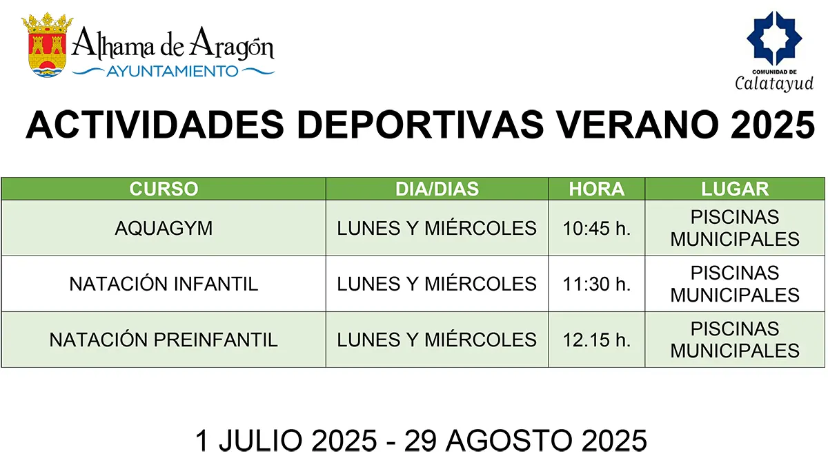 CARTEL HORARIO ACTIVIDADES de VERANO