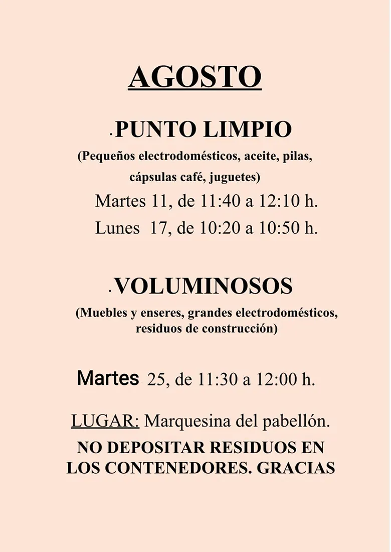 Punto limpio y voluminosos