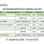 Actividades deportivas Campaña 2026/2027